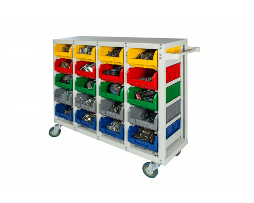 Стеллаж с направляющими мобильный, односторонний, Стелла-техник V3-20-125-И 20 ячеек, грузоподъемность 350кг