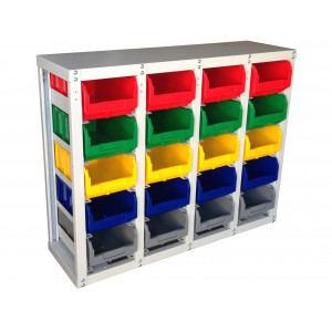 Стеллаж с направляющими Стелла-техник V3-20 стационарный, односторонний, 20 ячеек с ящиками