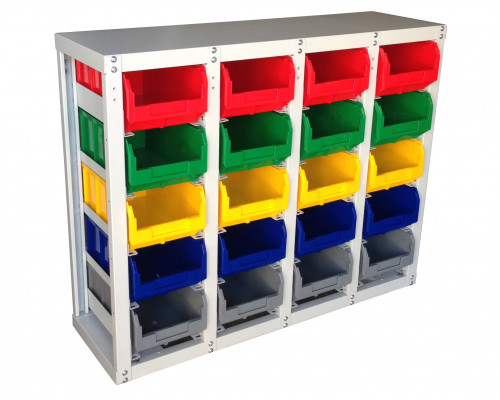 Стеллаж с направляющими Стелла-техник V3-20 стационарный, односторонний, 20 ячеек с ящиками