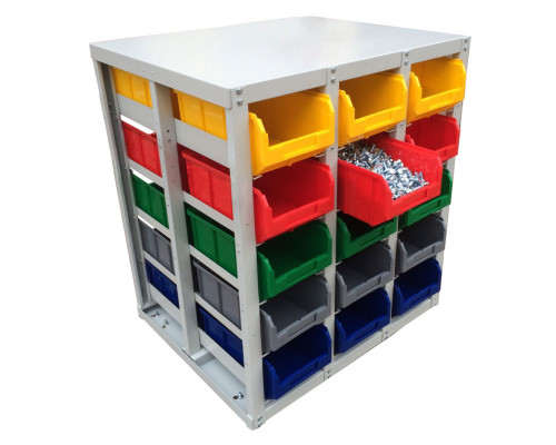 Стеллаж с направляющими Стелла-техник V3-30 стационарный, двусторонний, 30 ячеек c ящиками