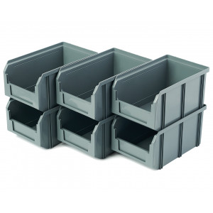 Пластиковый ящик Стелла-техник V-2-К6-серый , 260х300х250мм, комплект 6 штук