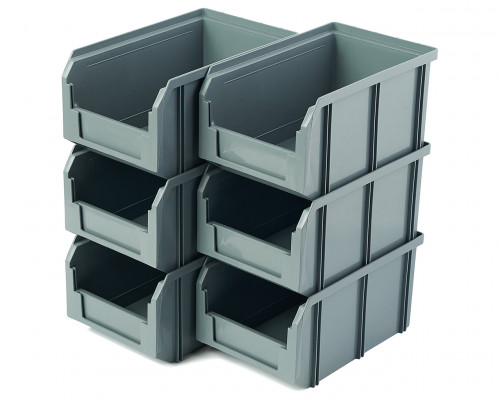 Пластиковый ящик Стелла-техник V-2-К6-серый , 260х300х250мм, комплект 6 штук