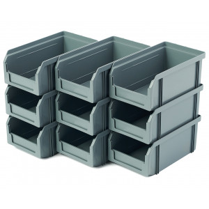 Пластиковый ящик Стелла-техник V-1-К9-серый , 180х310х140мм, комплект 9 штук