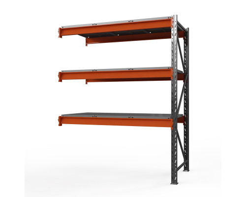 Секция приставная стеллажа металлического Оптима, 2500x1530x785 мм. Ярусы: 3 шт. метал.