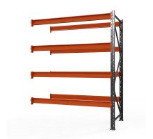 Секция приставная стеллажа металлического Оптима, 2500x1530x785 мм. Ярусы: 4 шт. без настила