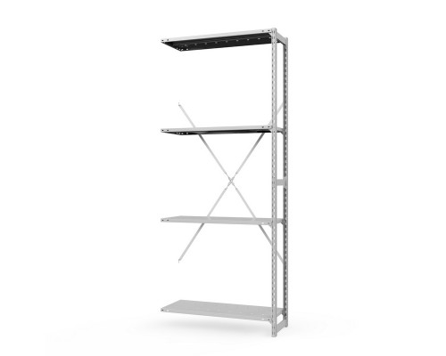 Секция приставная стеллажа металлического ТСУ Универсал, 2000x760x300 мм. Полки: метал. перф. усил. 4 шт.