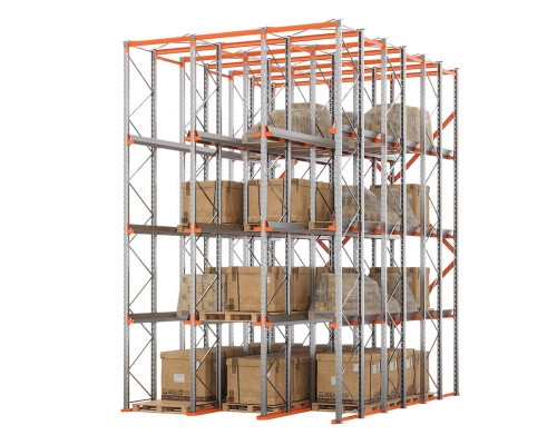 Стеллаж набивной паллетный (7000х4540х6000 мм), 3 линии, 4 яруса