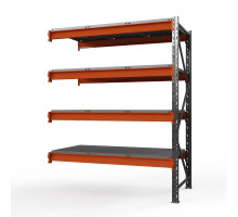 Секция приставная стеллажа металлического Оптима, 2500x1530x785 мм. Ярусы: 4 шт. метал.