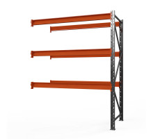 Секция приставная стеллажа металлического Оптима, 2500x1250x785 мм. Ярусы: 3 шт. без настила