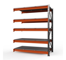 Секция приставная стеллажа металлического Оптима, 3500x1530x785 мм. Ярусы: 5 шт. метал.