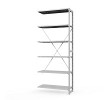 Секция приставная стеллажа металлического ТСУ Универсал, 3000x1060x800 мм. Полки: метал. перф. усил. 6 шт.