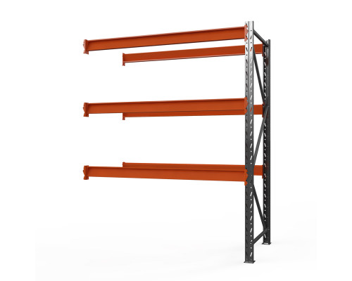 Секция приставная стеллажа металлического Оптима, 2500x2500x785 мм. Ярусы: 3 шт. без настила