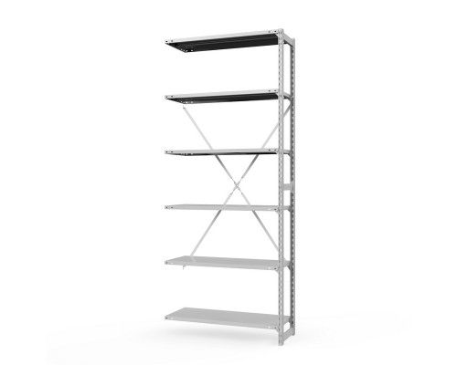 Секция приставная стеллажа металлического ТСУ Универсал, 3000x760x300 мм. Полки: метал. усил. 6 шт.