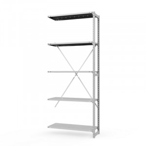 Секция приставная стеллажа металлического ТСУ Универсал, 2500x1060x300 мм. Полки: метал. перф. усил. 5 шт.