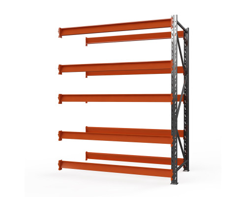 Секция приставная стеллажа металлического Оптима, 2500x1250x785 мм. Ярусы: 5 шт. без настила