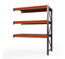 Секция приставная стеллажа металлического Оптима, 2500x2500x785 мм. Ярусы: 3 шт. метал.