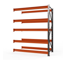 Секция приставная стеллажа металлического Оптима, 3500x1250x785 мм. Ярусы: 5 шт. без настила