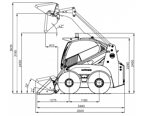 Погрузчик универсальный с бортовым поворотом АМКОДОР 211